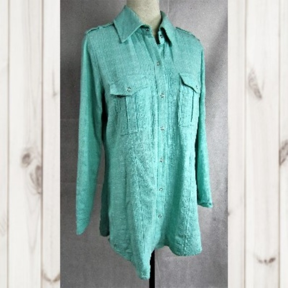 Soft Surroundings Medium Top Blouse Snap Front L/S - Picture 1 of 8